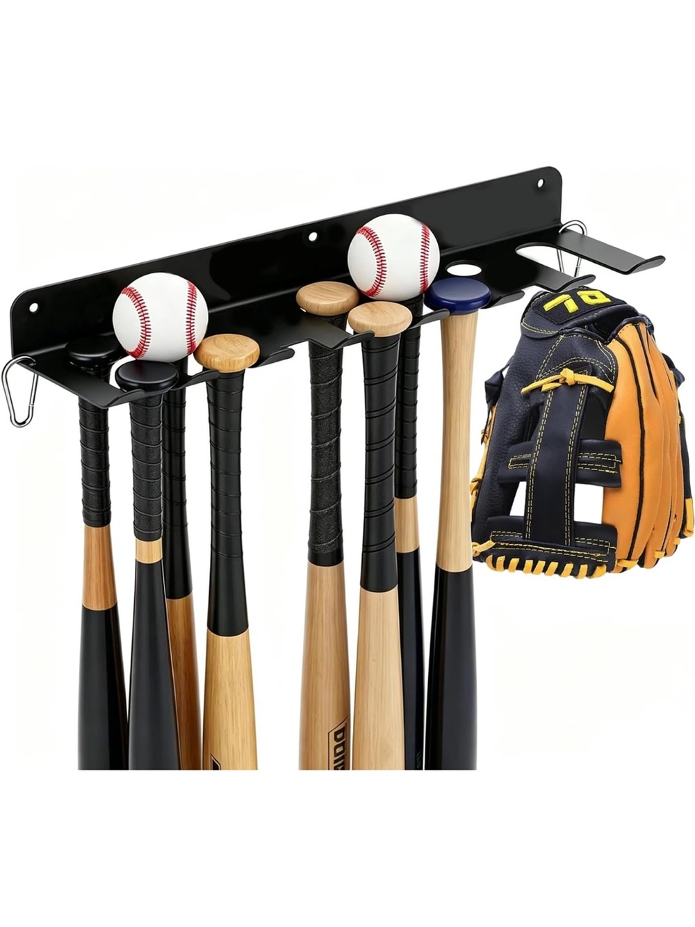 2 pcs of wall mounted baseball bat holder heavy duty metal bat rack